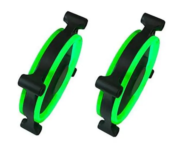 Alt view image 3 of 4 - APEVIA 212L-CGN 120mm Silent Dual Rings Green LED Fan with 32 x LEDs & 8 x Anti-Vibration Rubber Pads (2 Pk)