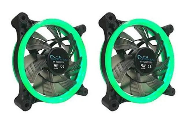 Alt view image 2 of 4 - APEVIA 212L-CGN 120mm Silent Dual Rings Green LED Fan with 32 x LEDs & 8 x Anti-Vibration Rubber Pads (2 Pk)