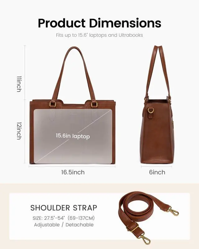 Alt view image 3 of 5 - LOVEVOOK 15.6 Inch Laptop Bag for Women - Waterproof Work Bag for Women & Vintage Laptop Tote Bag with Wristlet, Olive Green