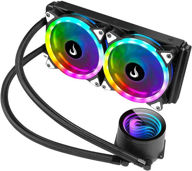 Main image of Computer Case Water Cooler - Gamer - Rise Mode USA - ARGB - Intel - AMD - 240mm - ARGB: Dual Led 5v 3p Motherboard - Black