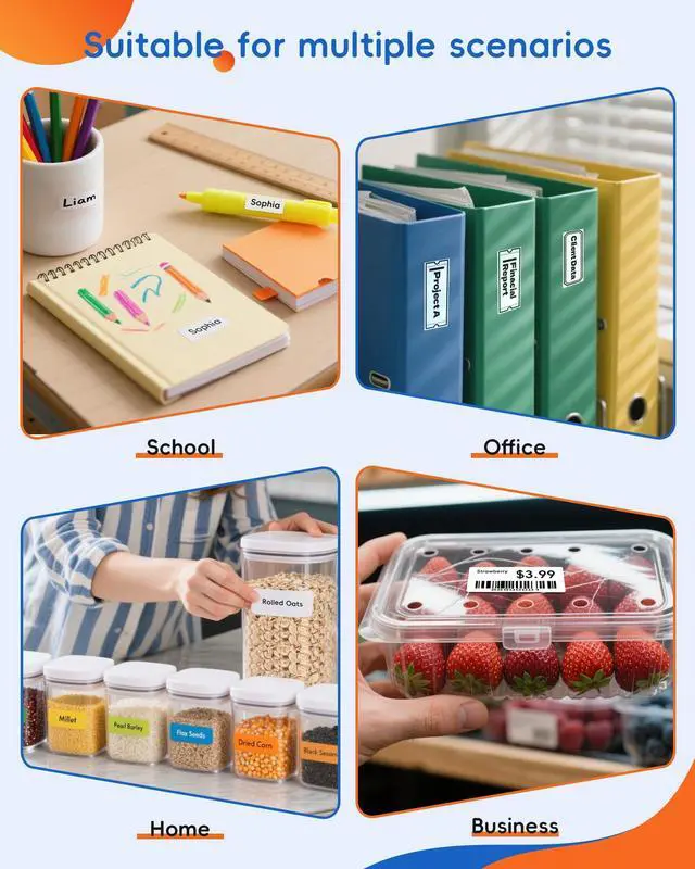 Alt view image 5 of 5 - InkWon Label Maker Machine with 3 Tapes, D11s Bluetooth Label Maker Waterproof Labels, Portable Mini Label Printer with Various Templates for Home Office School, White