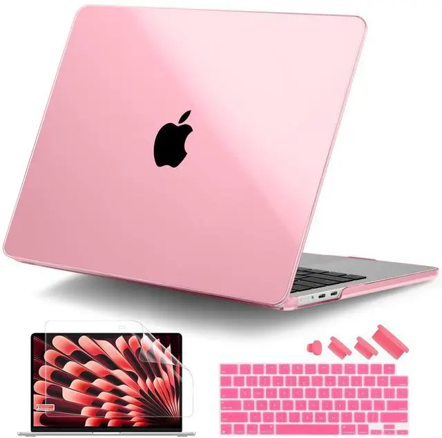 Main image of DONGKE Compatible with MacBook Air 13.6 inch Case M4 M3 M2 2025 2024 2023 2022 A3240 A3113 A2681, Plastic Hard Shell & Keyboard Cover for MacBook Air M4 13 inch Case, Crystal Pink