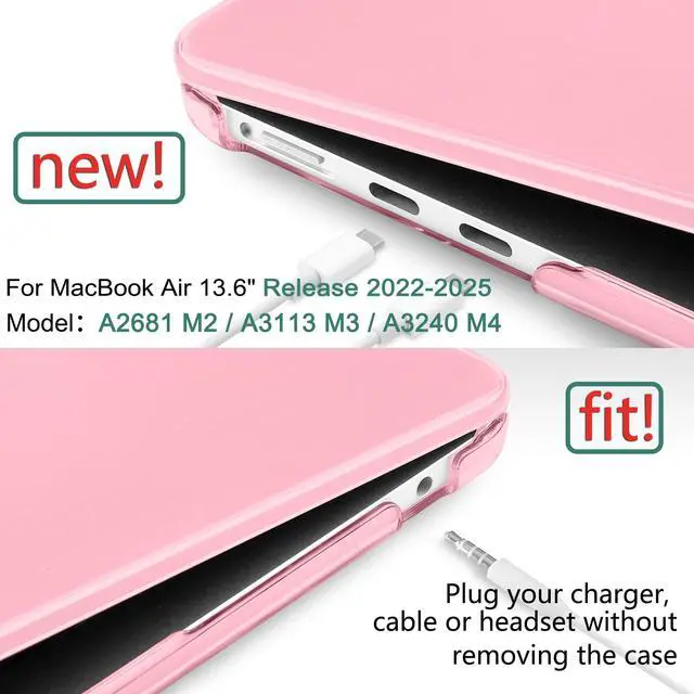 Alt view image 2 of 4 - DONGKE Compatible with MacBook Air 13.6 inch Case M4 M3 M2 2025 2024 2023 2022 A3240 A3113 A2681, Plastic Hard Shell & Keyboard Cover for MacBook Air M4 13 inch Case, Crystal Pink