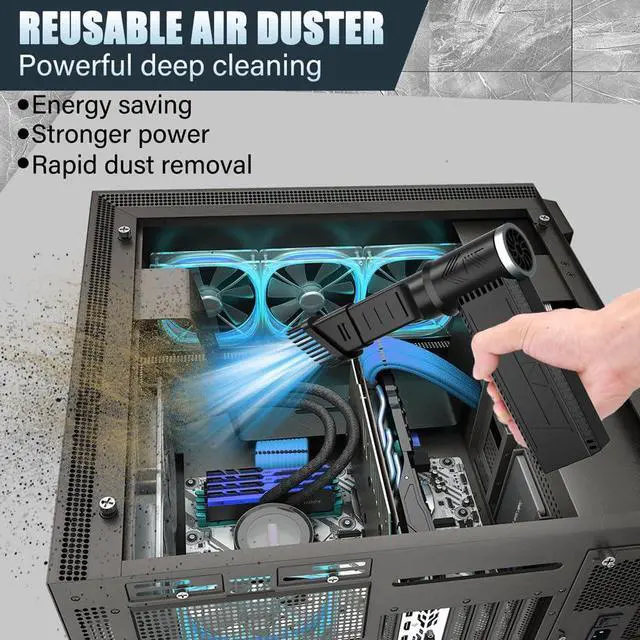 Alt view image 2 of 5 - Meudeen Cordless Electric Air Duster: 120,000 RPM High-Speed 4-Speed Adjustable Blower, Rechargeable Battery-Powered Dust Cleaner for PC Keyboards, Electronics, Cars & Outdoor Use (deep Black)