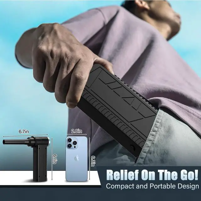 Alt view image 3 of 5 - Meudeen Cordless Electric Air Duster: 120,000 RPM High-Speed 4-Speed Adjustable Blower, Rechargeable Battery-Powered Dust Cleaner for PC Keyboards, Electronics, Cars & Outdoor Use (deep Black)