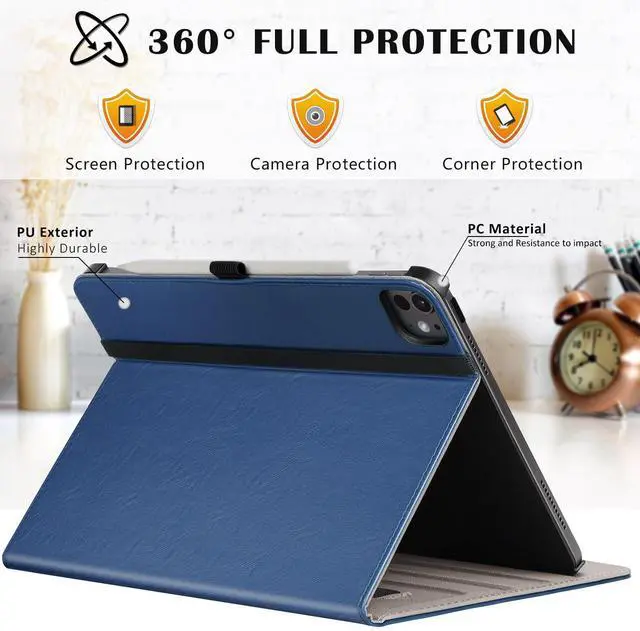 Alt view image 5 of 5 - ZtotopCases for iPad Pro 12.9 6th/5th/4th/3rd Generation Case 2022/2021/2020/2018, Premium PU Leather Folio Cover, Auto Wake/Sleep, Multi Viewing Angles, Supports Pencil Pro and Touch ID, Blue