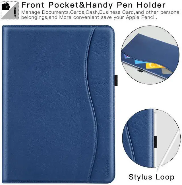 Alt view image 4 of 5 - ZtotopCases for iPad Pro 12.9 6th/5th/4th/3rd Generation Case 2022/2021/2020/2018, Premium PU Leather Folio Cover, Auto Wake/Sleep, Multi Viewing Angles, Supports Pencil Pro and Touch ID, Blue