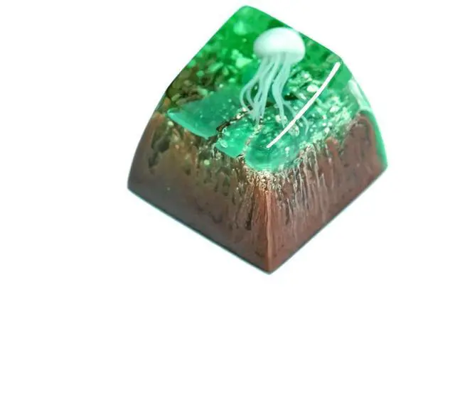 Main image of Jellyfish Artisan Keycap Brown Green Coral Reef R1 SA Profile Custom Sea Creature Keycaps 1U ESC Handmade Gaming Sea Resin Key Cap Cherry MX Switch Compatible Mechanical Keyboard Jellyfish Lover Gift