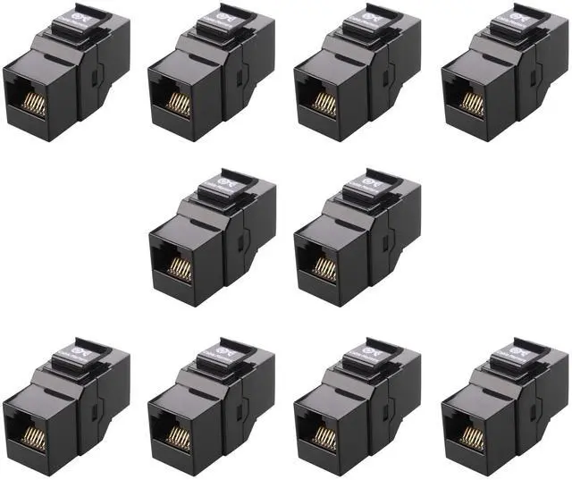 Main image of Cable Matters [UL Listed] 10-Pack 10Gbps Cat6 Keystone Coupler, RJ45 Keystone Jack Coupler/Ethernet Female to Female Modular Jack in Black for Patch Panel, Wall Plate