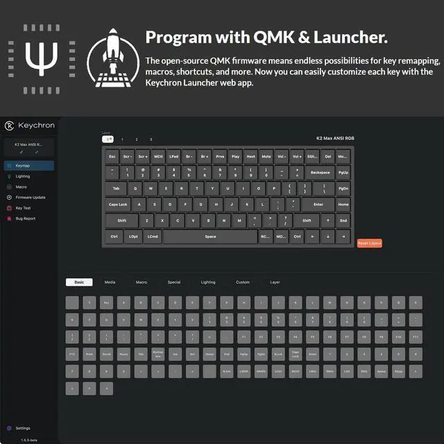 Alt view image 3 of 5 - Keychron K2 Max 75% Layout QMK Custom Mechanical Keyboard, Wireless 2.4 GHz/Bluetooth/Wired Compact 84 Keys with White Backlight, Super Brown Switch Gaming Keyboard for Mac/Windows/Linux
