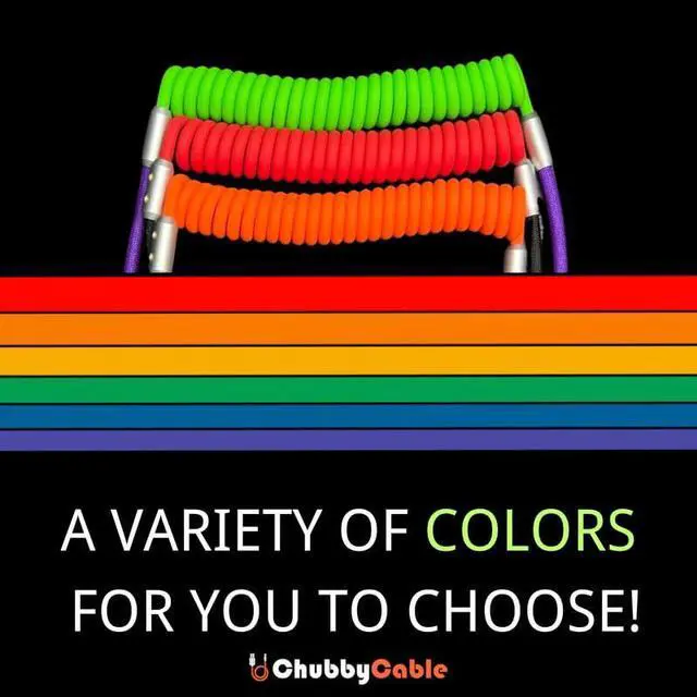 Alt view image 3 of 5 - chubbycable Colorblock Chubby - Spring Braided Silicone Charge Cable Coiled USB C Cable Fast Charging Type C Charger Cord for Car, Green+Red, USB-A to Type-C, 2.29FT-3.6FT