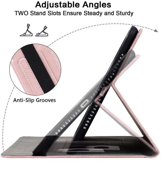 Alt view image 2 of 5 - TUOLISG Case for iPad (A16) 11th Generation 11 Inch (2025), iPad 10th Generation 10.9 Inch (2022), Embossed PU Leather Stand case with Auto Wake/Sleep, Pen Holder & Card Slots-Rose Gold