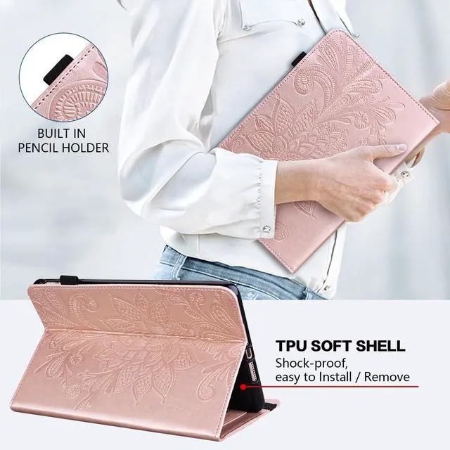 Alt view image 5 of 5 - TUOLISG Case for iPad (A16) 11th Generation 11 Inch (2025), iPad 10th Generation 10.9 Inch (2022), Embossed PU Leather Stand case with Auto Wake/Sleep, Pen Holder & Card Slots-Rose Gold