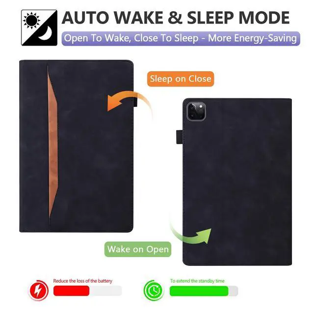 Alt view image 2 of 5 - Dteck Case for iPad Air 13 2024/iPad Pro 12.9" Generation 6th/5th/4th/3rd,PU Leather Folio Stand Case Auto Sleep Wake Elastic Band Pocket Smart Business Classic Shockproof Protective Wallet Case,Black