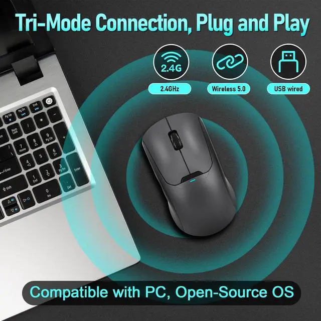 Alt view image 3 of 5 - Gugxiom 2-in-1 Fingerprint Sensor & Wireless Mouse, Fingerprint Sensor for Windows 7, 8, 10, 11 Hello  Supports up to 20 IDs, 2.4 GHz with USB Unifying Receiver Bluetooth 5.0 Mouse (Gray)