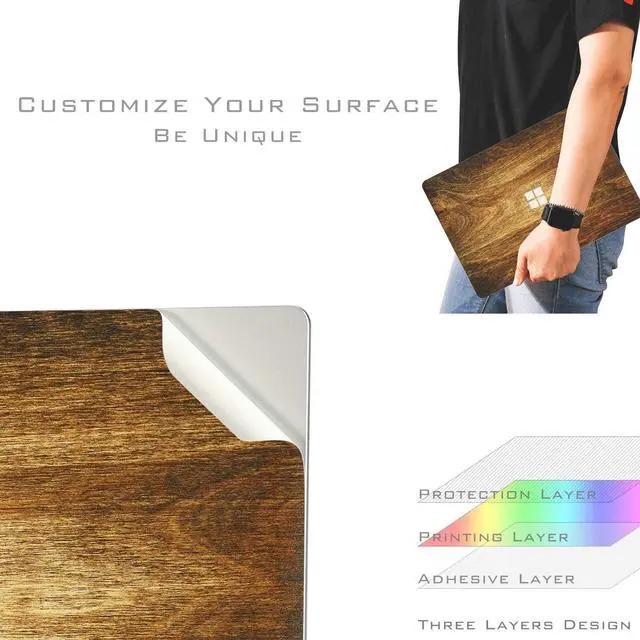 Alt view image 4 of 5 - Ultra Thin Protective Cover Skin Decal Sticker for Microsoft 2024 Surface Laptop 15" (7th Edition Copilot PC), Easy Apply, Anti-Scratch, Residue Free Vinyl Skin [Wood Texture 2]