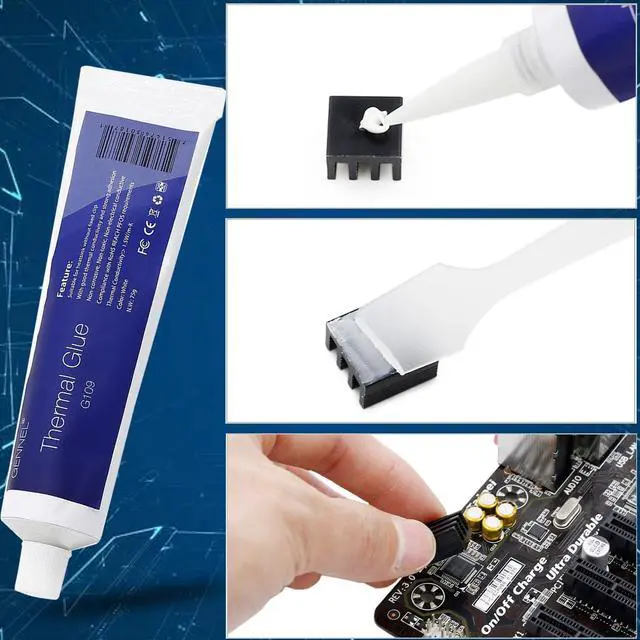 Alt view image 4 of 5 - GENNEL G109 75Grams Thermal Glue, Thermal Conductive Plaster, Silicone Viscous Adhesive Compound for LED GPU Chipset Printer MOSFET Heatsink Cooling Sealing