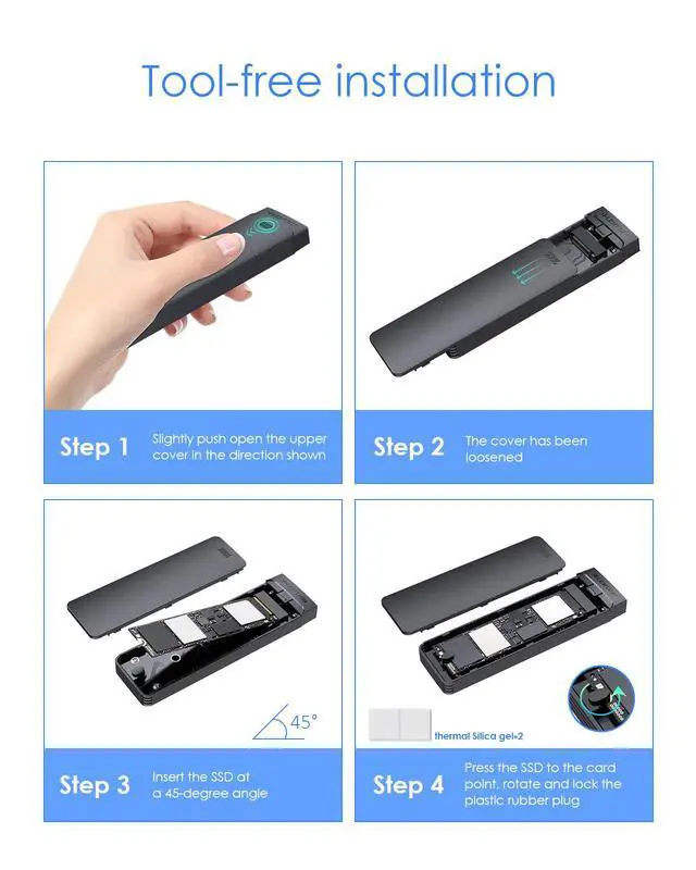 Alt view image 3 of 5 - LENTION USB C to NVMe & SATA M.2 SSD Enclosure, USB 3.1 Gen 2 M Key & B&M Key Hard Drive Adapter, Supports UASP for SSD Size 2280/2260/2242/2230, Compatible Macbook Windows, Linux, More(CB-C9b, Black)