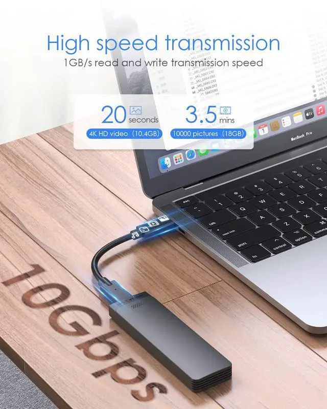 Alt view image 5 of 5 - LENTION USB C to NVMe & SATA M.2 SSD Enclosure, USB 3.1 Gen 2 M Key & B&M Key Hard Drive Adapter, Supports UASP for SSD Size 2280/2260/2242/2230, Compatible Macbook Windows, Linux, More(CB-C9b, Black)