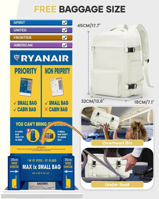 Alt view image 4 of 5 - VENATIN Vacuum Backpack Travel With Pump,Personal Item Travel Bag,Waterproof Seal Compression bags, Carry on Flight Approved Backpack Grey and whiteWith Air Pump