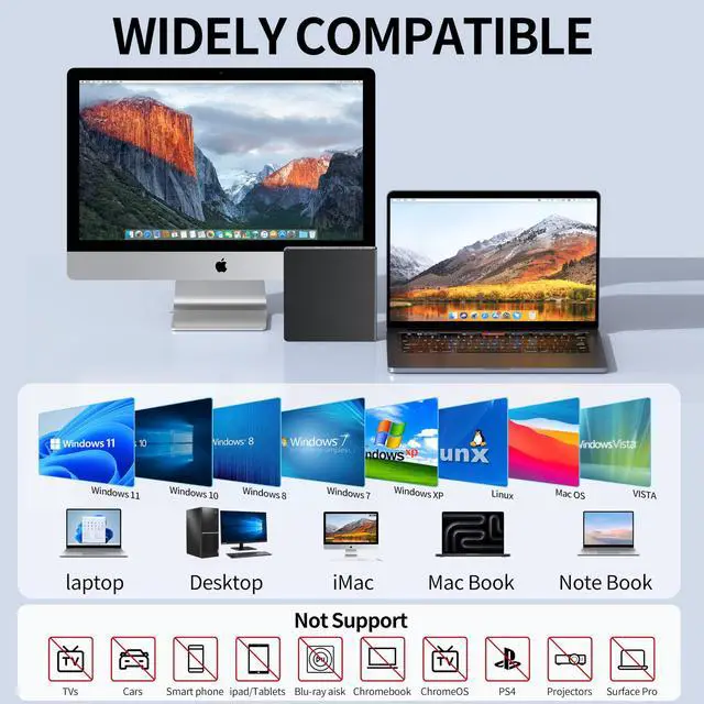 Alt view image 3 of 5 - External CD DVD Drive for Laptop USB 3.0 USB C CD Burner External DVD Drive Portable CD ROM Burner Reader Writer Drive External DVD Player for Laptop Desktop PC Windows 11/10/8/7 MacBook Mac OS Linux