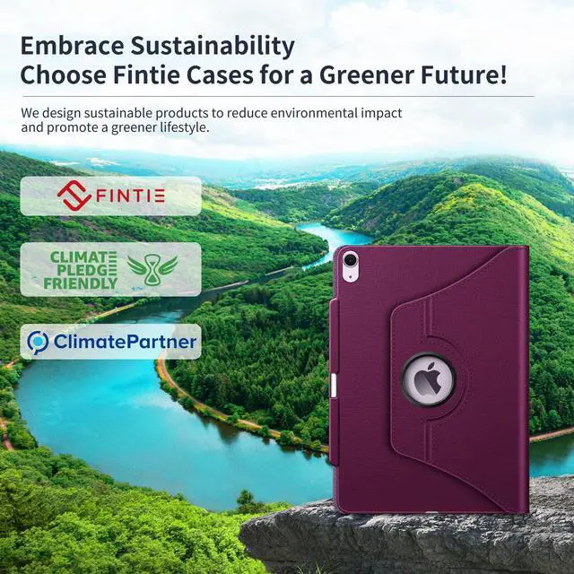 Alt view image 2 of 5 - Fintie Rotating Case for iPad Air 13-inch (M3) 2025, (M2) 2024-360 Degree Swiveling Protective Stand Cover with Pencil Holder, Auto Wake/Sleep, Purple