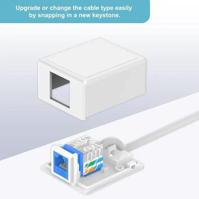 Alt view image 2 of 5 - VCELINK Keystone Jack Surface Mount Box 1-Port for UTP Cat6/Cat5e/Cat5 RJ45 Keystone Jacks, 25-Pack, White