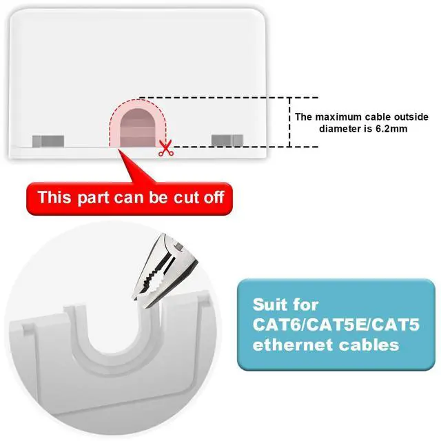 Alt view image 3 of 5 - VCELINK Keystone Jack Surface Mount Box 1-Port for UTP Cat6/Cat5e/Cat5 RJ45 Keystone Jacks, 25-Pack, White