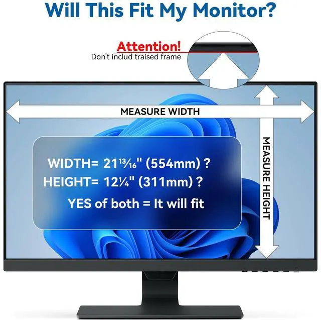 Alt view image 4 of 5 - IPROKKO [2-Pack] 25 Inch Computer Privacy Screen Filter for 16:9 Widescreen Monitor, Removable 25in Anti Blue Light Glare Privacy Shield, Anti Spy Security Protector for Hp Dell Asus Acer Samsung