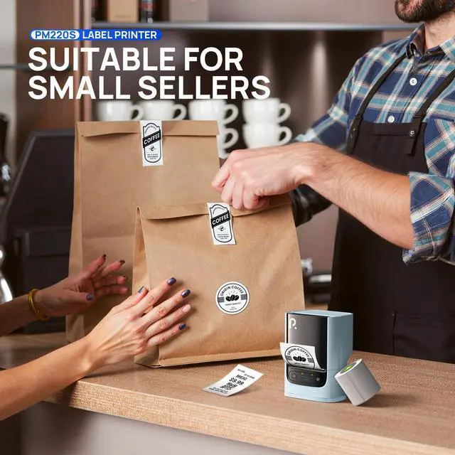 Alt view image 5 of 5 - POLONO PM220S Label Maker Machine with Tape, 2 Inch Bluetooth Thermal Label Printer, Portable Sticker Printer for School, Office, Home, Business, Label Maker with 2'' x1.18'' Labels, Blue