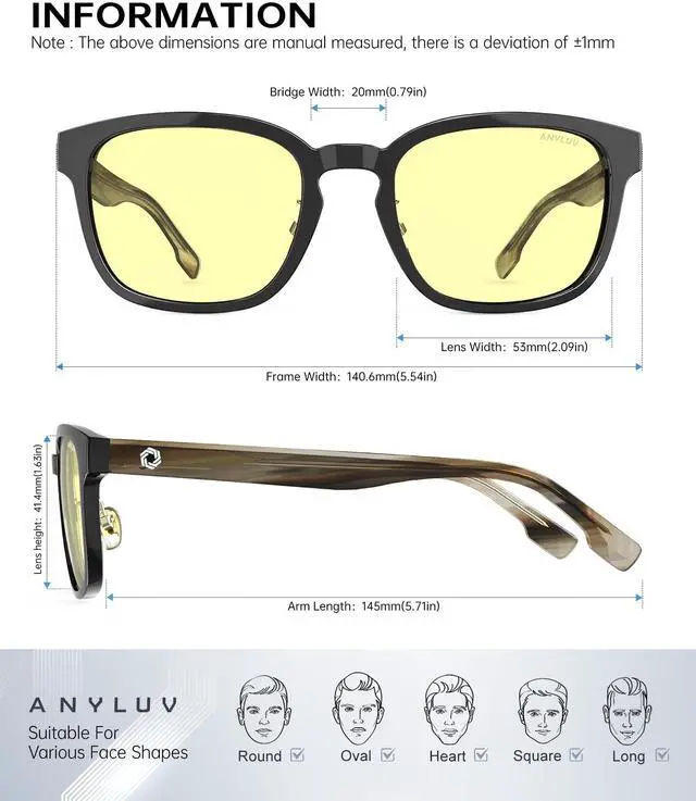 Alt view image 4 of 5 - ANYLUV Blue Light Glasses Men Women Computer Gaming Glasses Anti Eyestrain Lightweight Blue Light Blocking Glasses