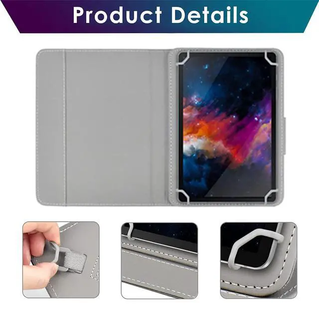 Alt view image 5 of 5 - DETUOSI Universal 10 inch Tablet Case for ECOPAD TH-KK12C, Aiprotablet K10, MEIZE D115, YINOCHE Y101, COLORROOM CP10/30, Kimlok 10" Tablet, PU Leather Protective Cover Folio Stand with 4 Fixed Rings