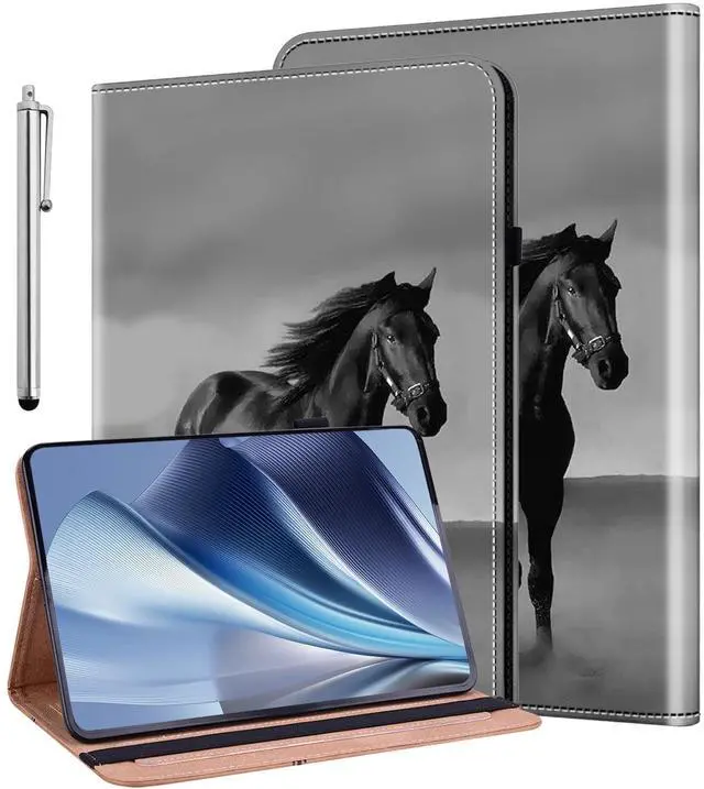 Main image of ALILANG Case for Google Pixel Tablet 11 Inch 2023 with Stylus, Folio Book Style Shockproof Folding Stand Cover for Google Pixel Tablet Case -Black Horse