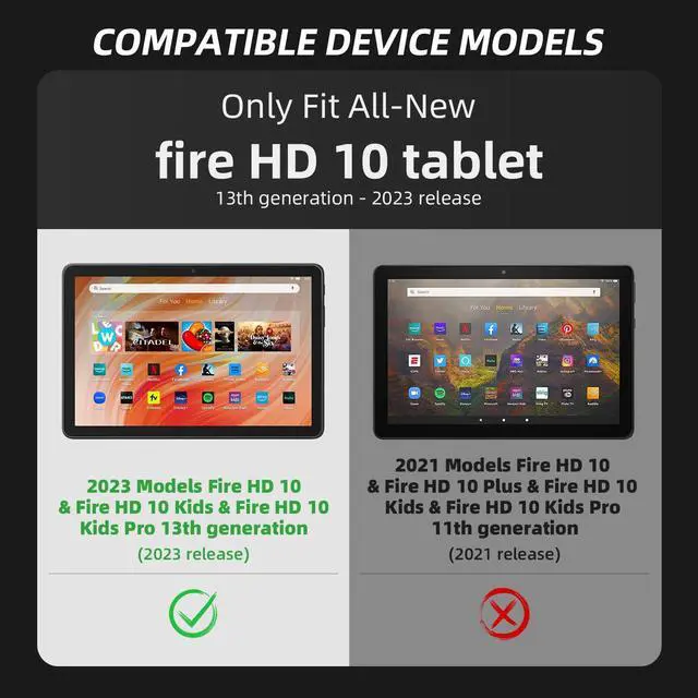 Alt view image 2 of 5 - Amazon Fire HD 10 & Fire HD 10 Kids Pro Tablet Case (Only 13th Gen, 2023 Release), DJ&RPPQ Full Body Rugged Hands-Free Viewing Stand Back Cover with Screen Protector, Also for 10in Sony Nokia - Black