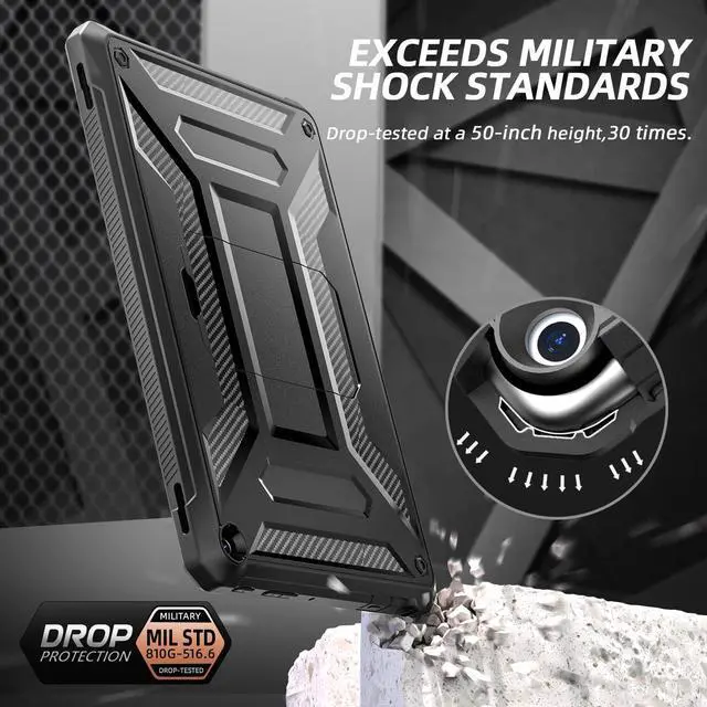 Alt view image 5 of 5 - Amazon Fire HD 10 & Fire HD 10 Kids Pro Tablet Case (Only 13th Gen, 2023 Release), DJ&RPPQ Full Body Rugged Hands-Free Viewing Stand Back Cover with Screen Protector, Also for 10in Sony Nokia - Black