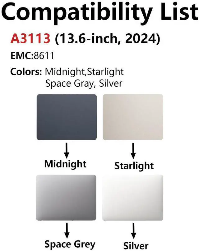 Alt view image 3 of 5 - YUSE A3113 Screen Replacement for MacBook Air 13.6" M3 2024 EMC 8611 13.6 inches 2560x1664 Full LCD Display Complete Assembly with Fix KitsStarlight