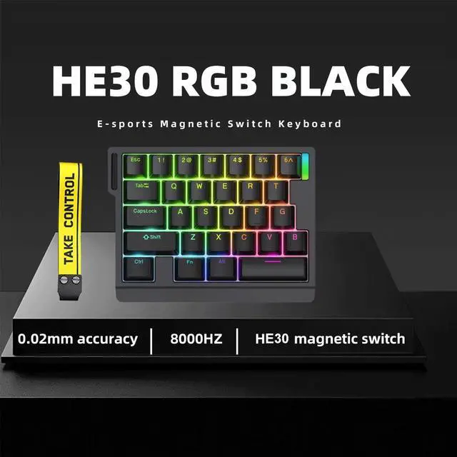 Alt view image 2 of 5 - ZUOYA HE30 Rapid Trigger Gaming Keyboard,One-Handed Magnetic Switch Hall Effect RGB HotSwap Custom Mechanical Keyboard Adjustable Actuation,8kHz Hyper Polling Rate Mini Macro Gasket Keypad (Black)
