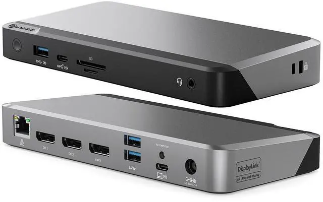 Main image of ALOGIC Triple 4K Display Universal Docking Station DX3 with 100W Laptop Charging for Mac and Windows, 3x4K@60Hz DisplayPort,1xUSB-C 10G(Fast Charging), 3xUSB-A 5G, Audio, Ethernet, Card Reader SD 4.0
