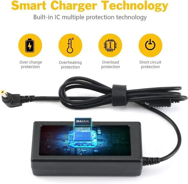 Alt view image 3 of 5 - I IBACASE 90W AC Adapter Laptop Charger for Toshiba Satellite C55 L505D L855 C675 PA3714U-1ACA Series and More Power Cord Power Cord