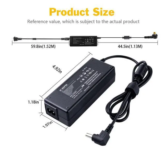 Alt view image 4 of 5 - I IBACASE 90W AC Adapter Laptop Charger for Toshiba Satellite C55 L505D L855 C675 PA3714U-1ACA Series and More Power Cord Power Cord
