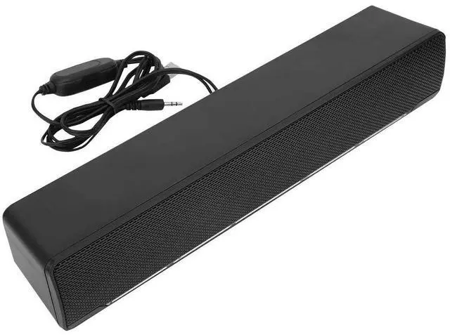 Main image of USB Wired Stereo Soundbar Music Player Bass Surround Sound Box 3.5mm Input for PC Cellphones Tablets Desktop Laptop(Black)