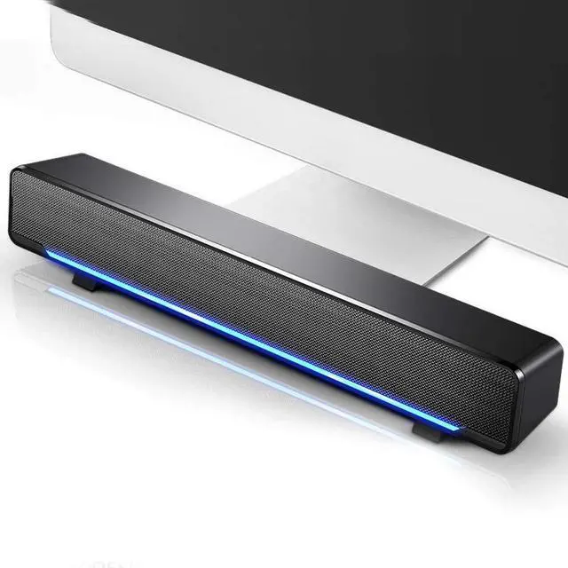 Alt view image 4 of 5 - USB Wired Stereo Soundbar Music Player Bass Surround Sound Box 3.5mm Input for PC Cellphones Tablets Desktop Laptop(Black)