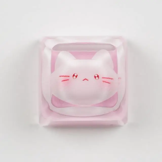 Main image of ULTRAEQUIP Artisan Keycaps, Pink Cat Design, 1U Resin Mechanical Keyboard Key, Shine Through Compatible Single 1U Replace Key for ESC Key Mechanical Keyboard