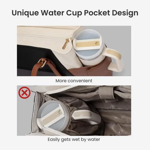 Alt view image 5 of 5 - LOVEVOOK Laptop Tote Bag for Women With Large Cup Holder, Leather Work Tote Bag for Women,17.3 Inch Professional Computer Briefcase Business Teacher Commuter Shoulder Bag,Office Travel Gift