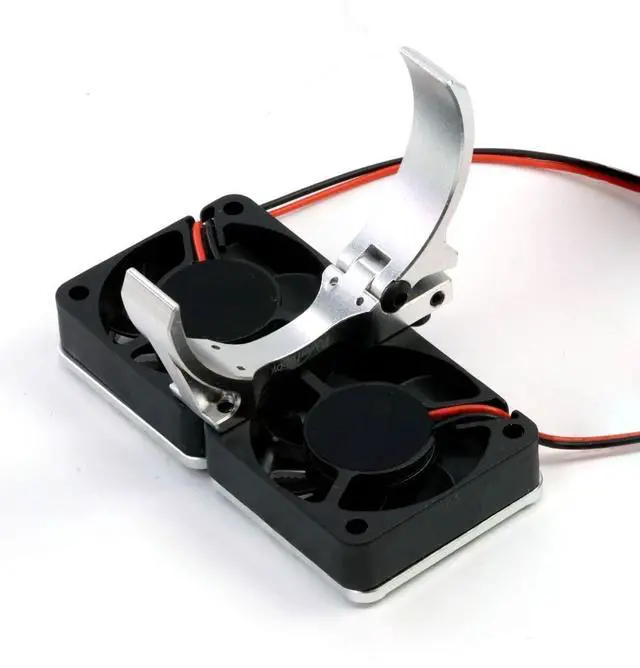 Alt view image 2 of 2 - Powerhobby 1/10 Car/Truck Aluminum Heatsink 30mm Twin Turbo Cooling Fans with Motor Mount (Silver)