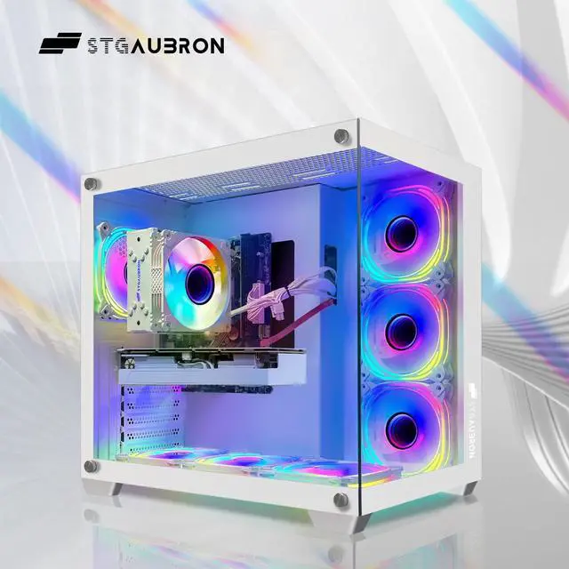 Alt view image 2 of 5 - STGAubron Gaming PC, GeForce RTX 3060 Ti 8G, Intel Core i7-8700 up to 4.6G, 16G DDR4, 1T SSD, 600M WiFi, BT 5.0, RGB Fan x7, Windows 11 Home, White