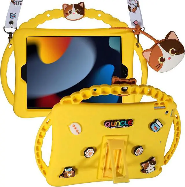 Main image of Paorixln for iPad Air 5th/4th Generation Case (2022/2020), iPad pro 11 inch Case (4th/3rd/2nd/1st Gen), iPad Air 10.9 case with Adjustable Strap/Stand, Cute Cartoon Cover for Kids Girls (Yellow)