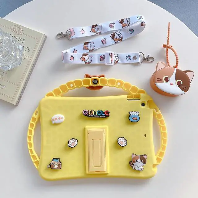 Alt view image 2 of 5 - Paorixln for iPad Air 5th/4th Generation Case (2022/2020), iPad pro 11 inch Case (4th/3rd/2nd/1st Gen), iPad Air 10.9 case with Adjustable Strap/Stand, Cute Cartoon Cover for Kids Girls (Yellow)