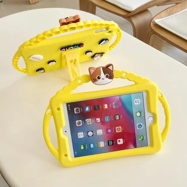 Alt view image 3 of 5 - Paorixln for iPad Air 5th/4th Generation Case (2022/2020), iPad pro 11 inch Case (4th/3rd/2nd/1st Gen), iPad Air 10.9 case with Adjustable Strap/Stand, Cute Cartoon Cover for Kids Girls (Yellow)