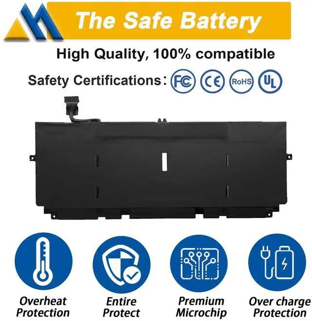 Alt view image 3 of 5 - Mobik 52Wh 722KK Laptop Battery Replacement for Dell XPS 13 9300 (2020) XPS 13 9310 (2020) XPS 13 9380 (2020) P117G P117G002 P117G001 Series Notebook 0WN0N0 WN0N0 02XXFW 2XXFW FP86V 7.6V 6800mAh